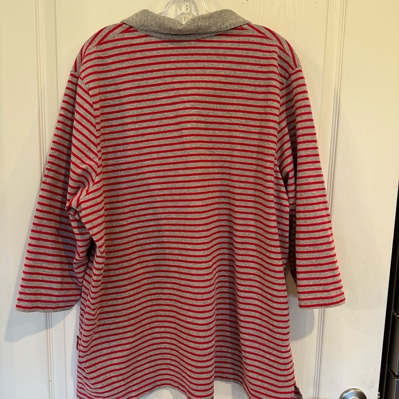 Disney Pooh vintage red and gray striped polo 3/4 sleeve shirt plus size 26/28W - Picture 3 of 7